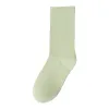 Light green pure cotton mid-calf socks are breathable, sweat-absorbent, comfortable and versatile Item Picture
